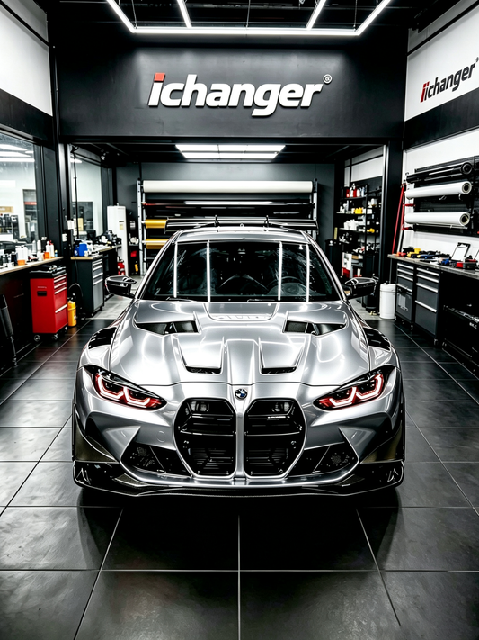 Premium Vinyl Wrapping in USA Matte Chrome Silver for BMW M4