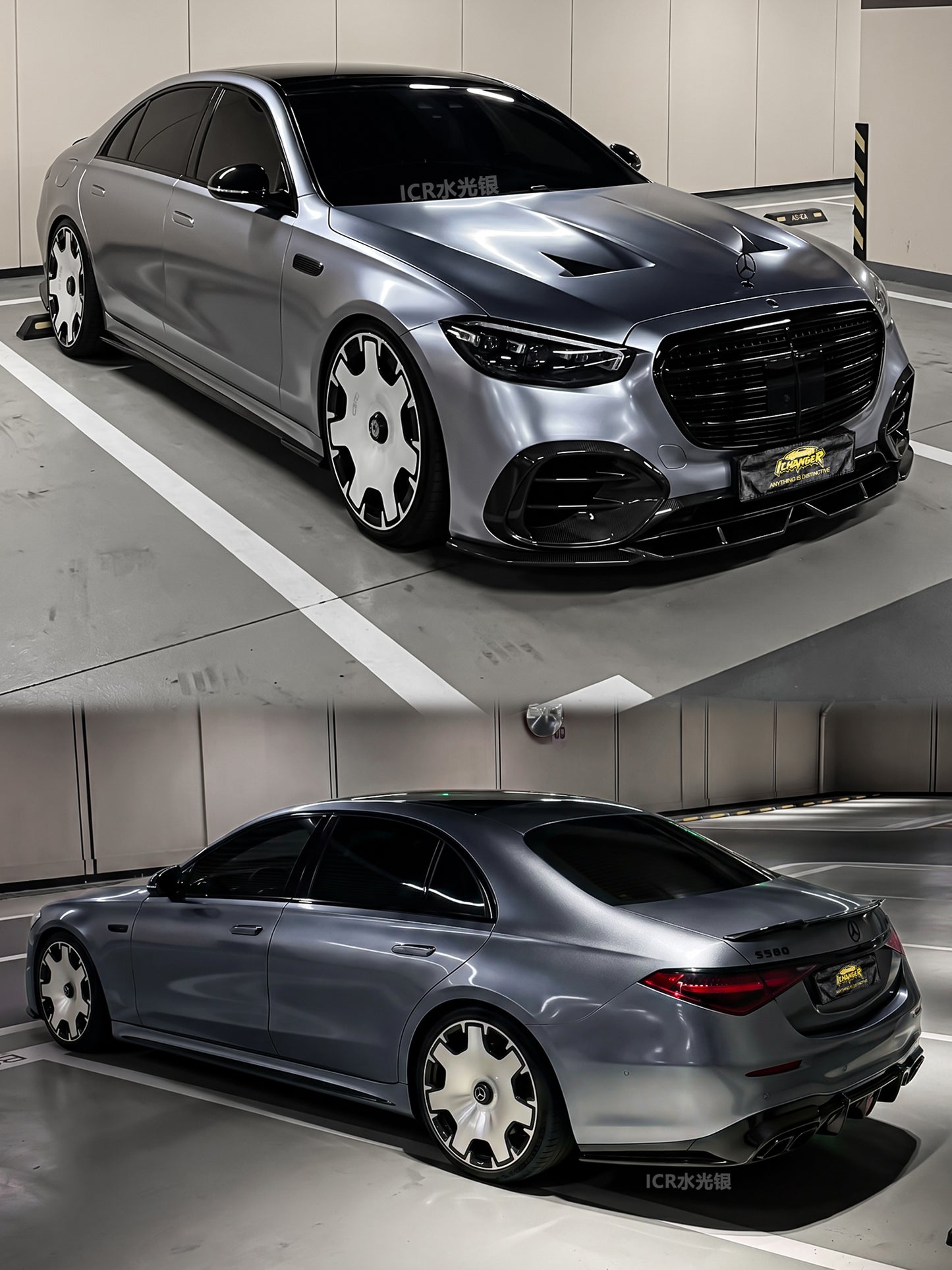 Premium Unique Car Color Vinyl Film Water Silver for Mercedes Benz AMG