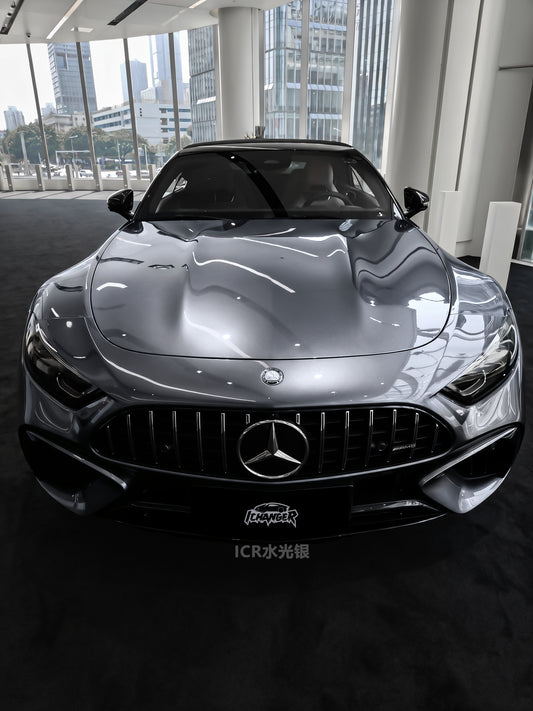 How to Wrap Full Car Vinyl Wrap Water Silver for Mercedes Benz AMG