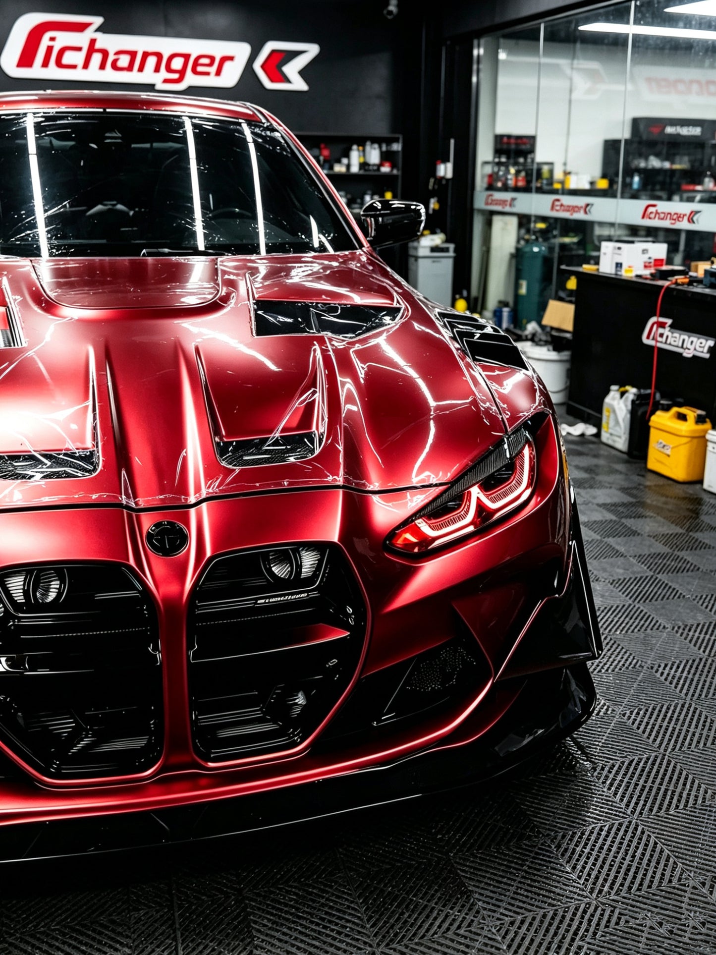 Wrapping Car in Los Angeles Liquid metal Red for BMW M4 G82