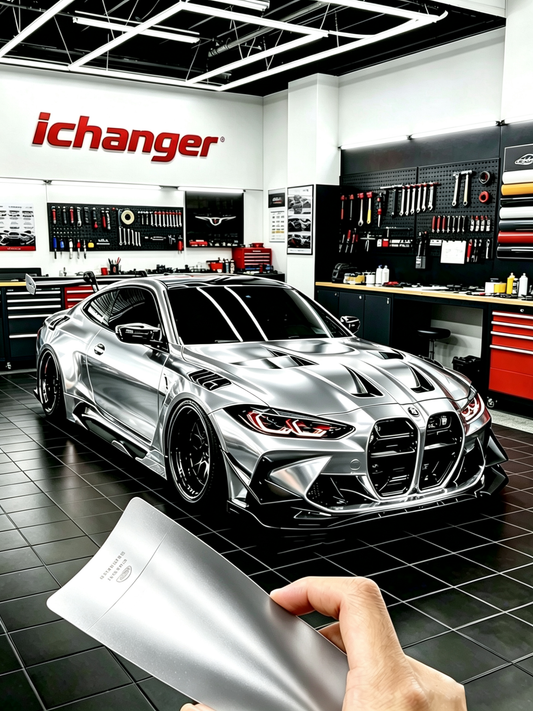 Premium Vinyl Wrapping in USA Matte Chrome Silver for BMW M4