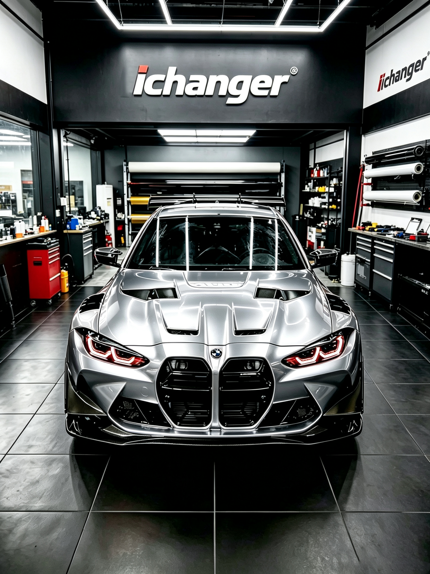 Premium Vinyl Wrapping in USA Matte Chrome Silver for BMW M4