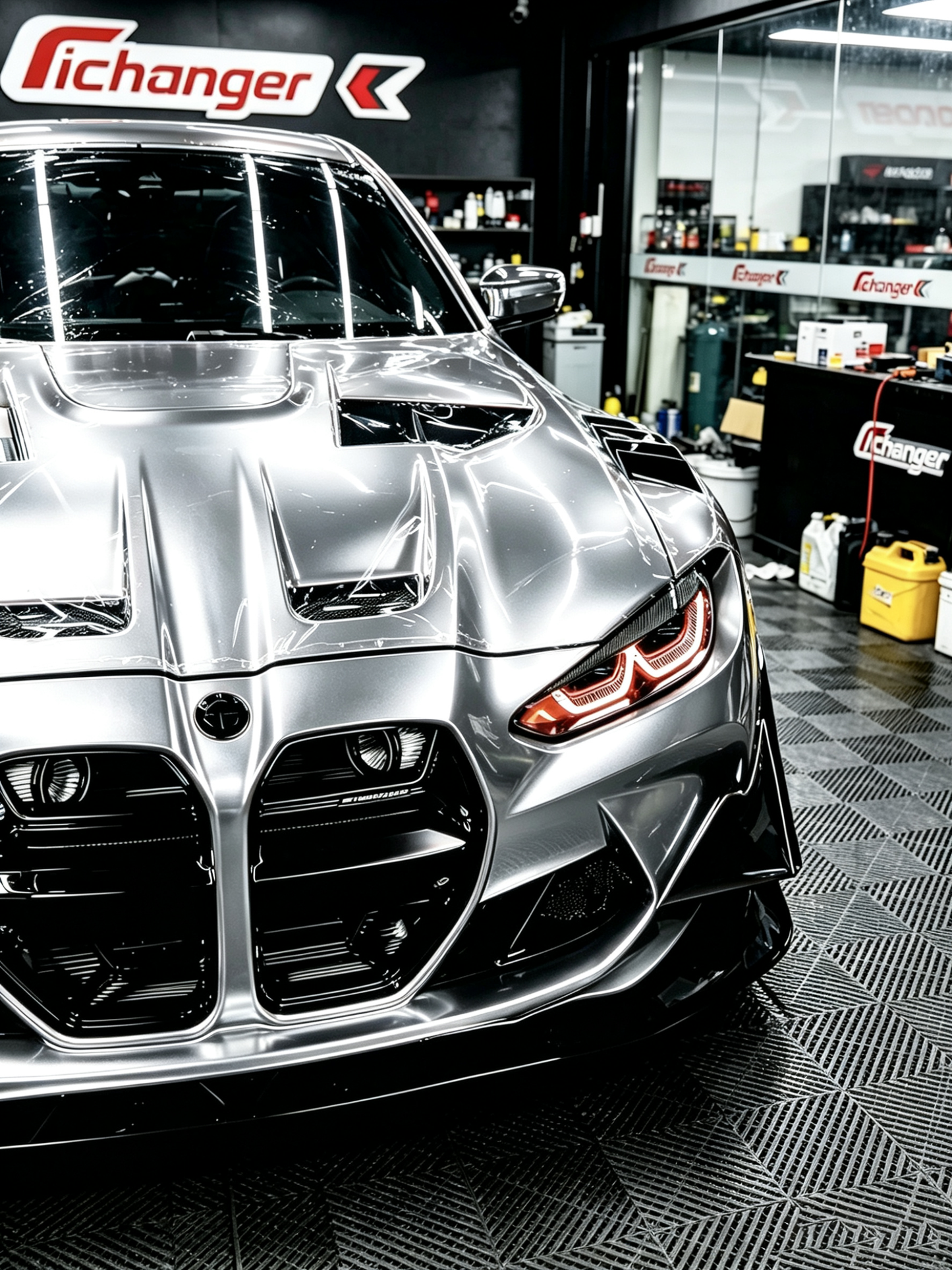 Premium Vinyl Wrapping in USA Matte Chrome Silver for BMW M4