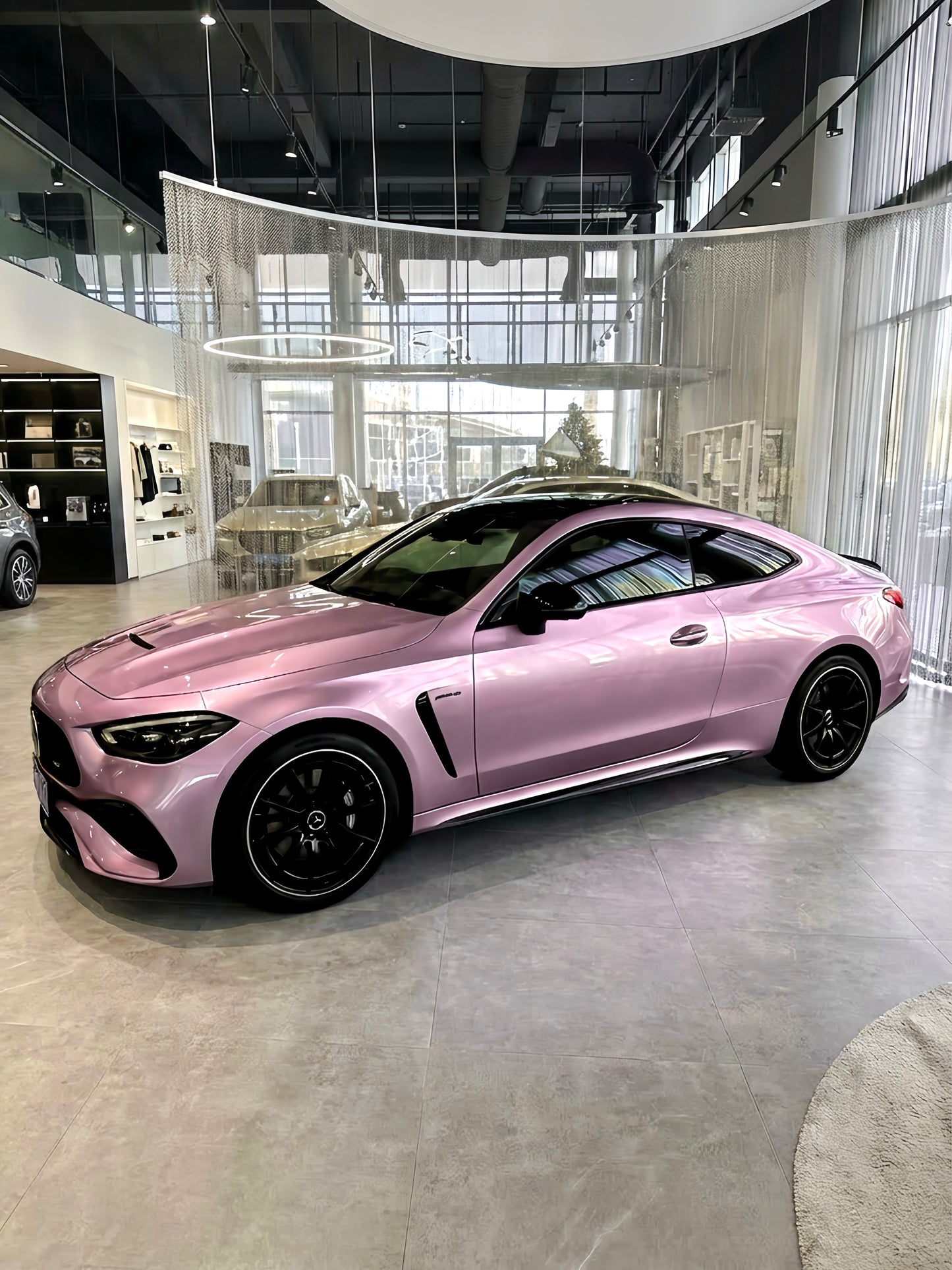 How Long Full Wrapping Car in Los Angeles PPF Water Pink for Mercedes Benz