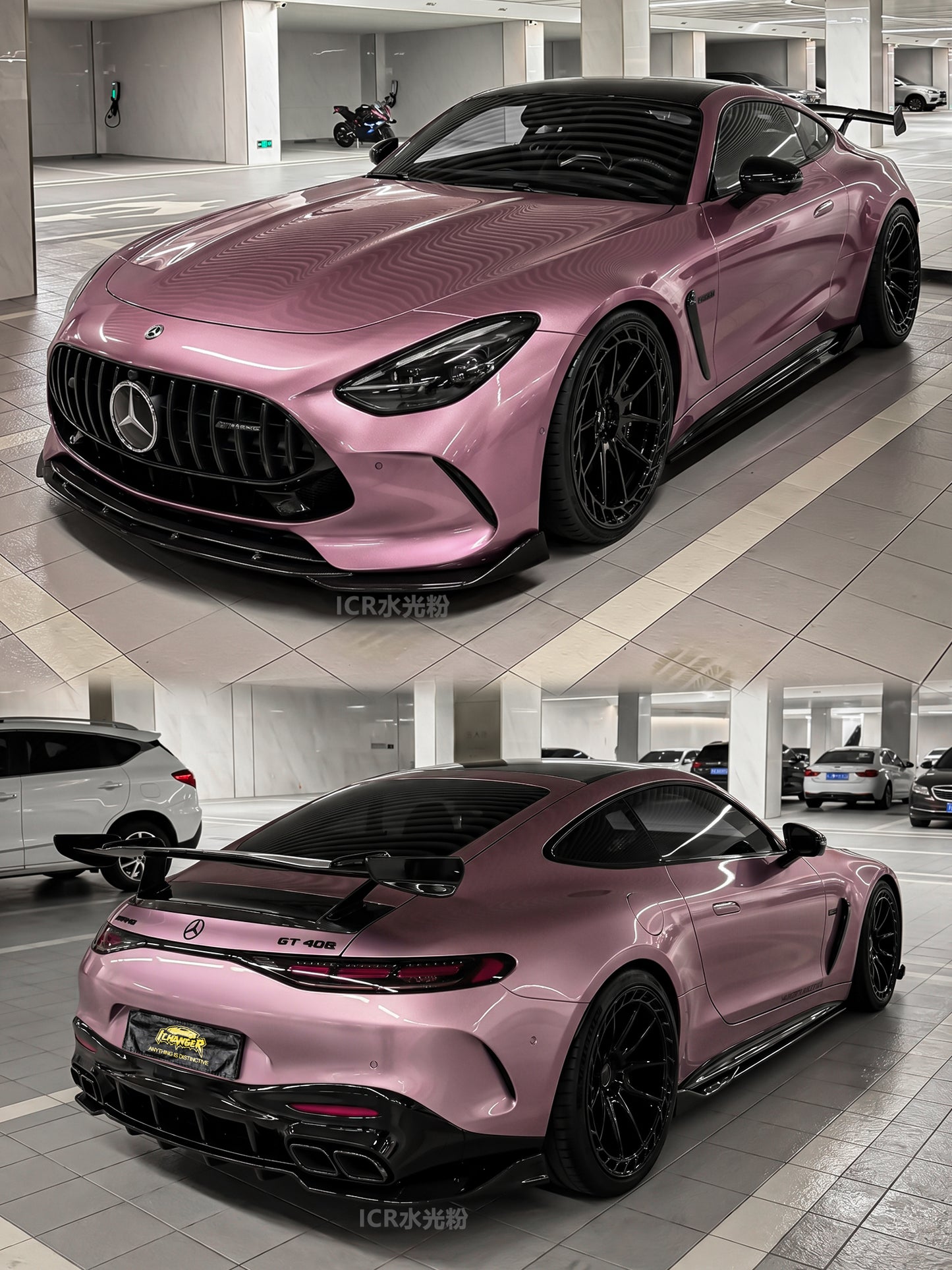 Full Roll Vinyl Wrap Water Pink for Mercedes Benz AMG