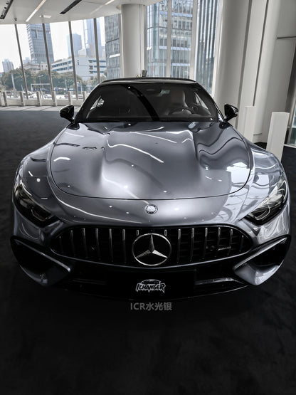 How to Wrap Full Car Vinyl Wrap Water Silver for Mercedes Benz AMG