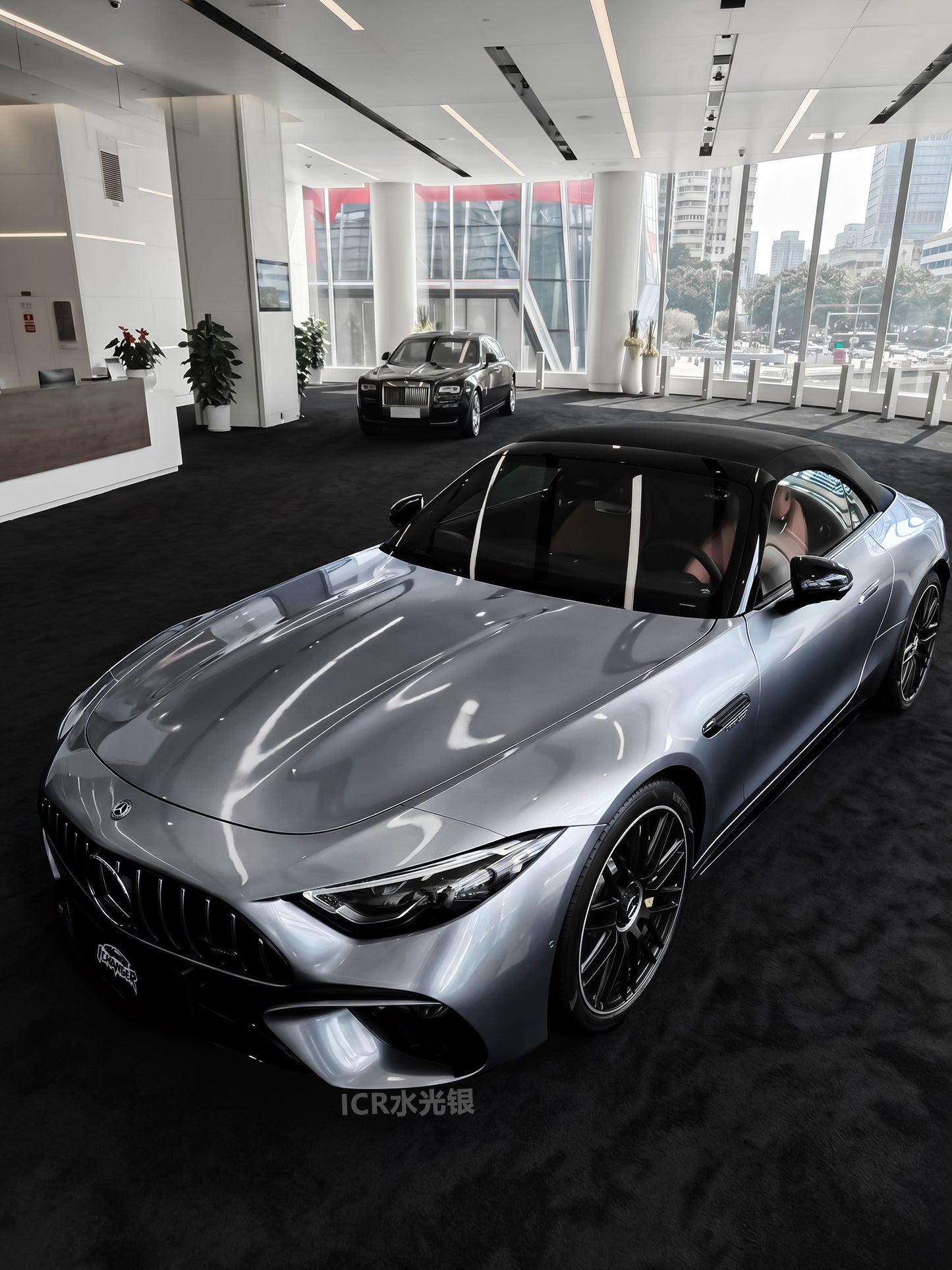 How to Wrap Full Car Vinyl Wrap Water Silver for Mercedes Benz AMG
