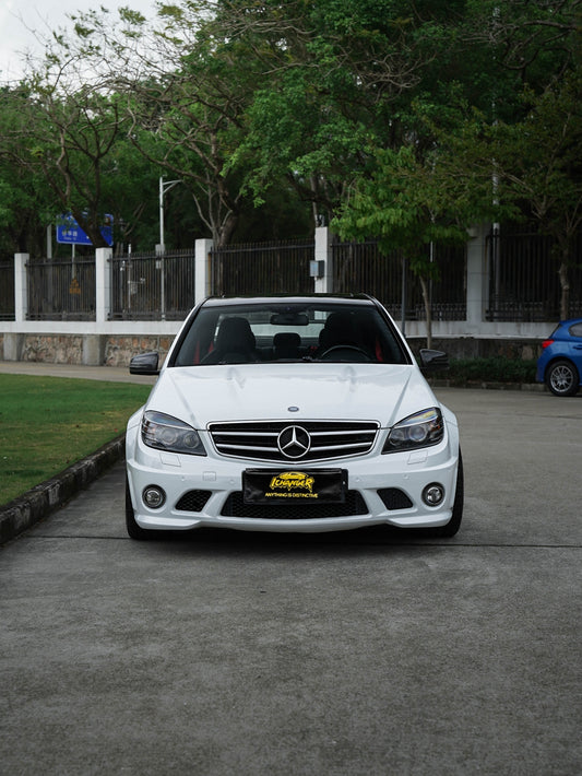 Full Car Color Change in Los Angeles PPF Gloss White for Merecedes Benz C63