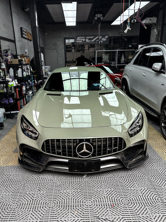 What is the Warranty Premium Vinyl Wrap Khaki Green for Merecedes Benz