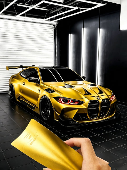 Premium Vinyl Wrap Solution Liquid Metal Yellow for BMW M4 G82