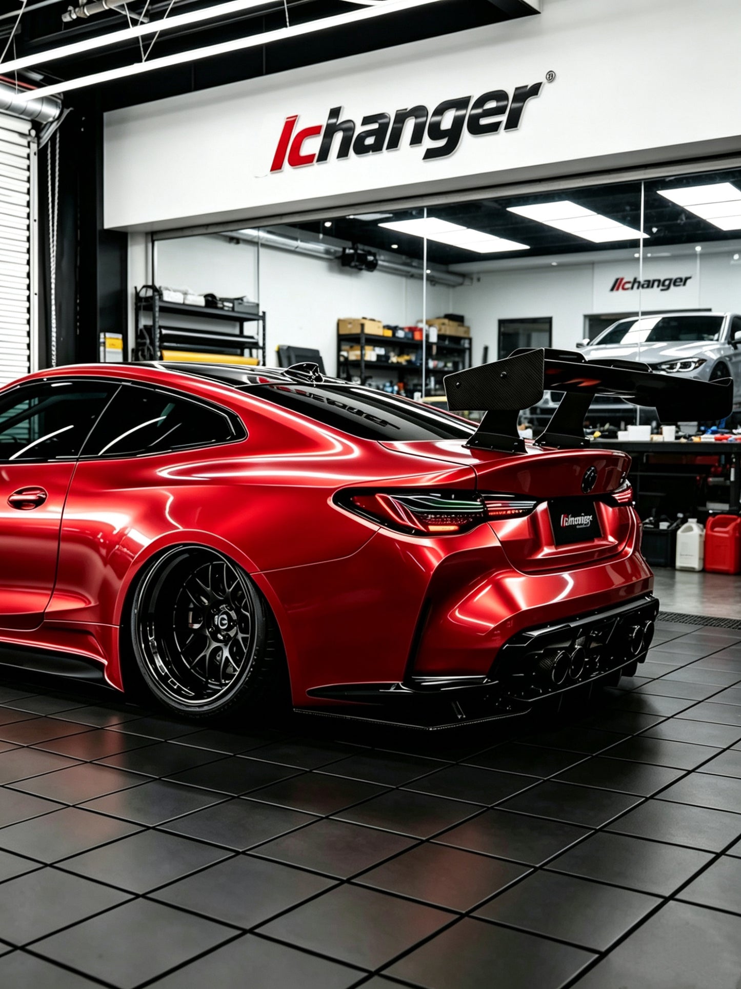 Wrapping Car in Los Angeles Liquid metal Red for BMW M4 G82