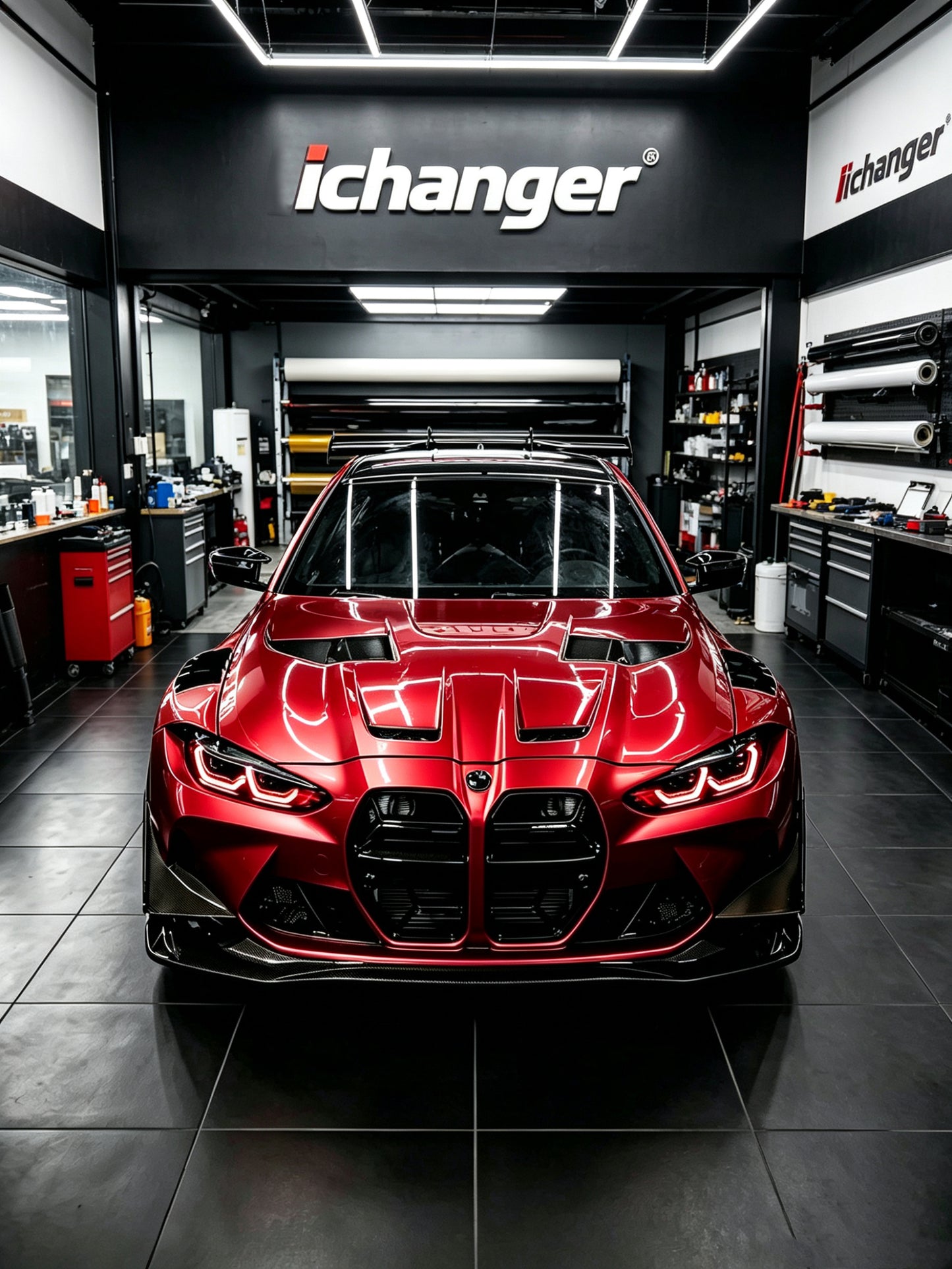 Wrapping Car in Los Angeles Liquid metal Red for BMW M4 G82