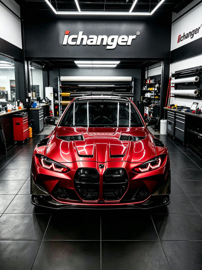 Wrapping Car in Los Angeles Liquid metal Red for BMW M4 G82