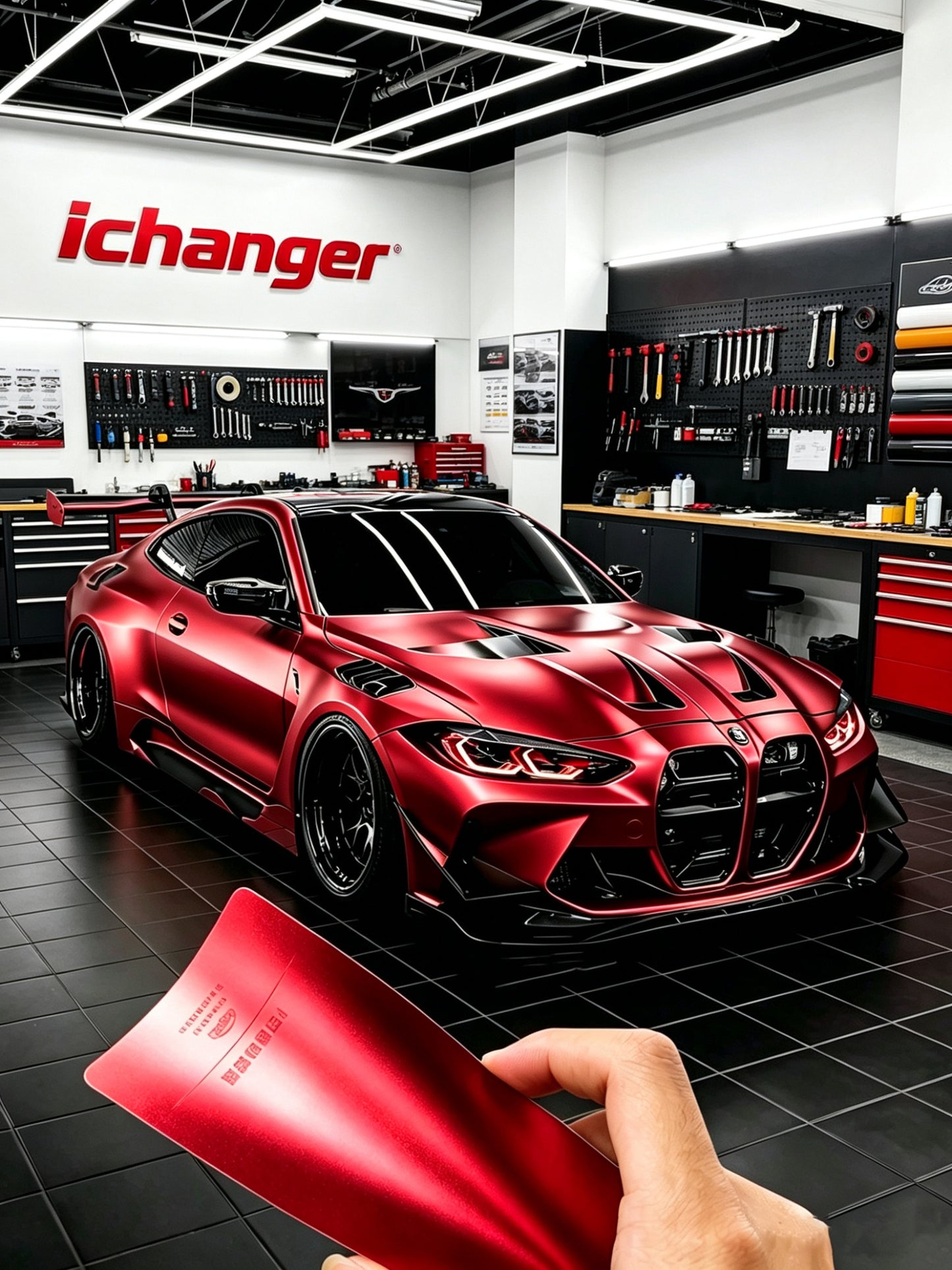 Wrapping Car in Los Angeles Liquid metal Red for BMW M4 G82