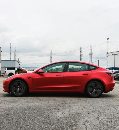 Vinyl Wrap Cost Satin Red for Tesla Model 3