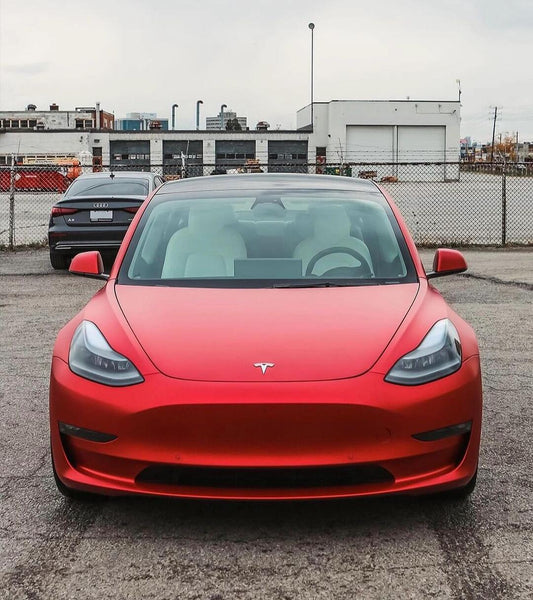 Vinyl Wrap Cost Satin Red for Tesla Model 3