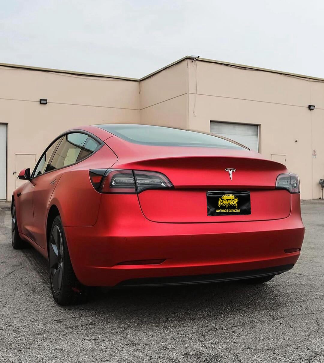 Vinyl Wrap Cost Satin Red for Tesla Model 3