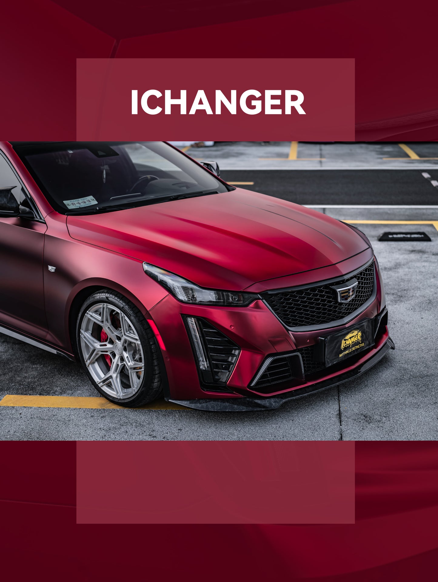 Where Have Wrap Shop Car Wrapping PPF Matte Matisse Red for Cadillac CT5